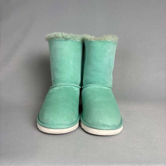 Womens Ugg Boots RARE Bailey Bow Tiffany's Aqua Pastel & White Retired 6 Fits 7 - Picture 4 of 11